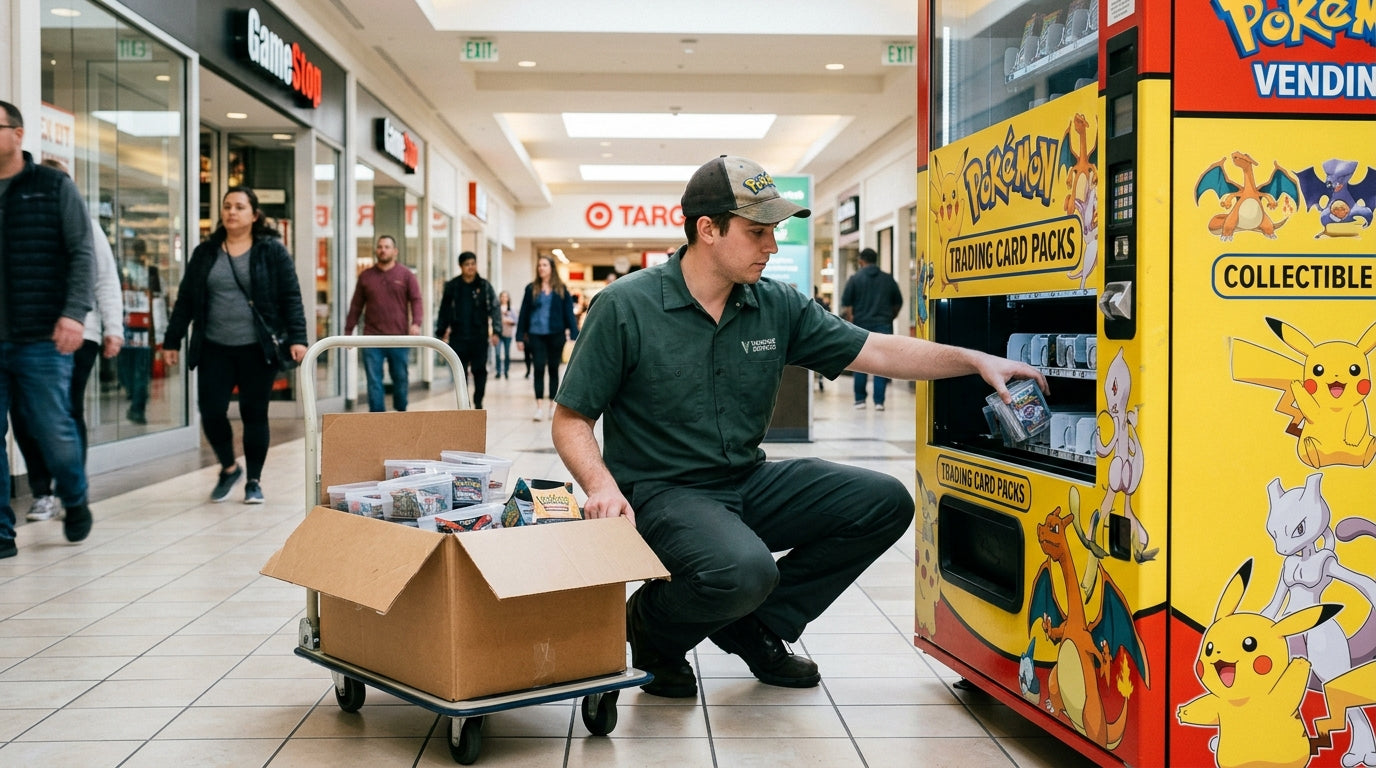 Operator restocking Pokémon vending machine