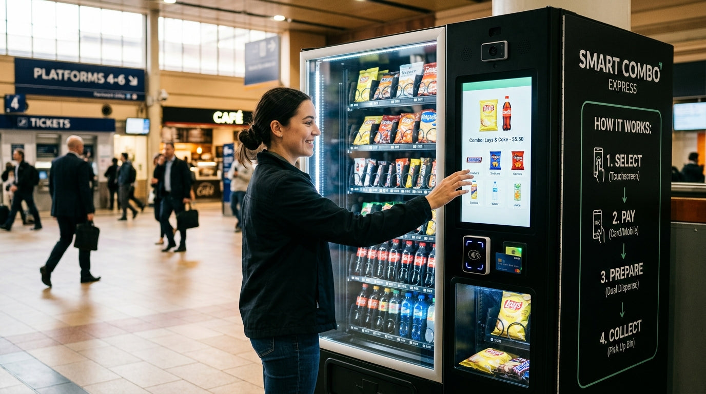 girl using smart combo vending machine