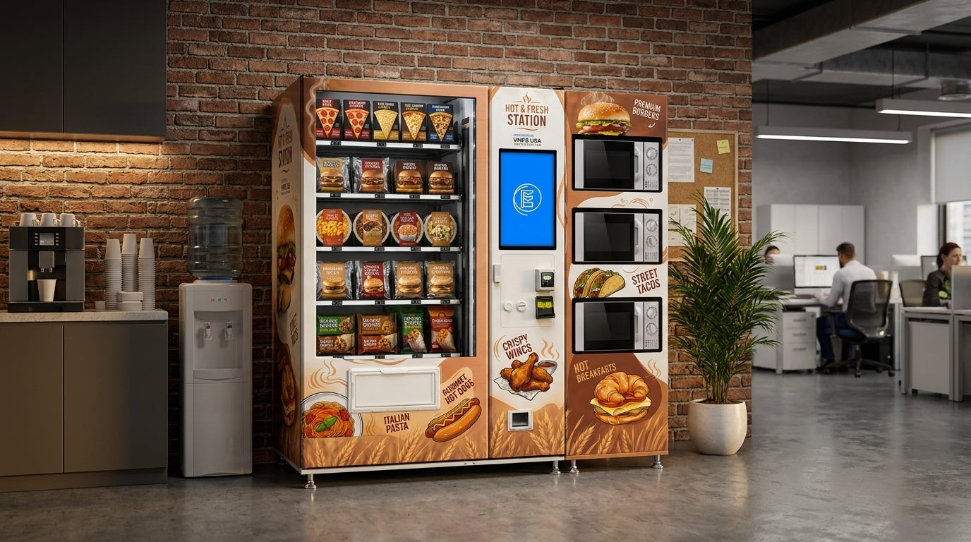 VMFS USA Hot food vending machine in an office