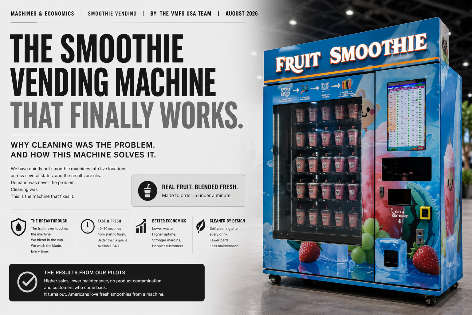 Smoothie Vending Machines: How They Work, What They Earn, and Why We Are Piloting Them Across the US