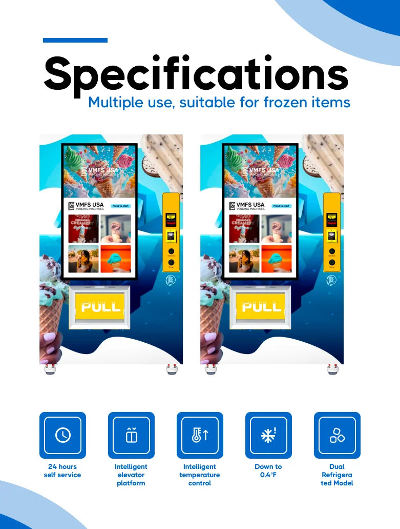 Máquina expendedora de helados de pantalla grande