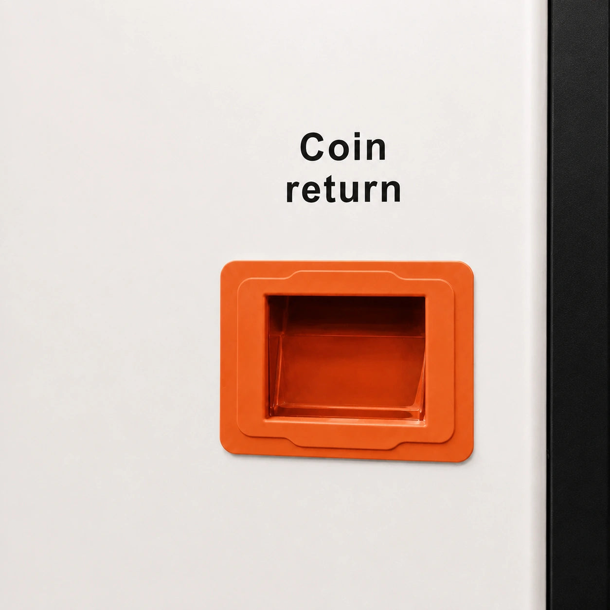 Orange coin return slot on a white background with 'Coin return' text.