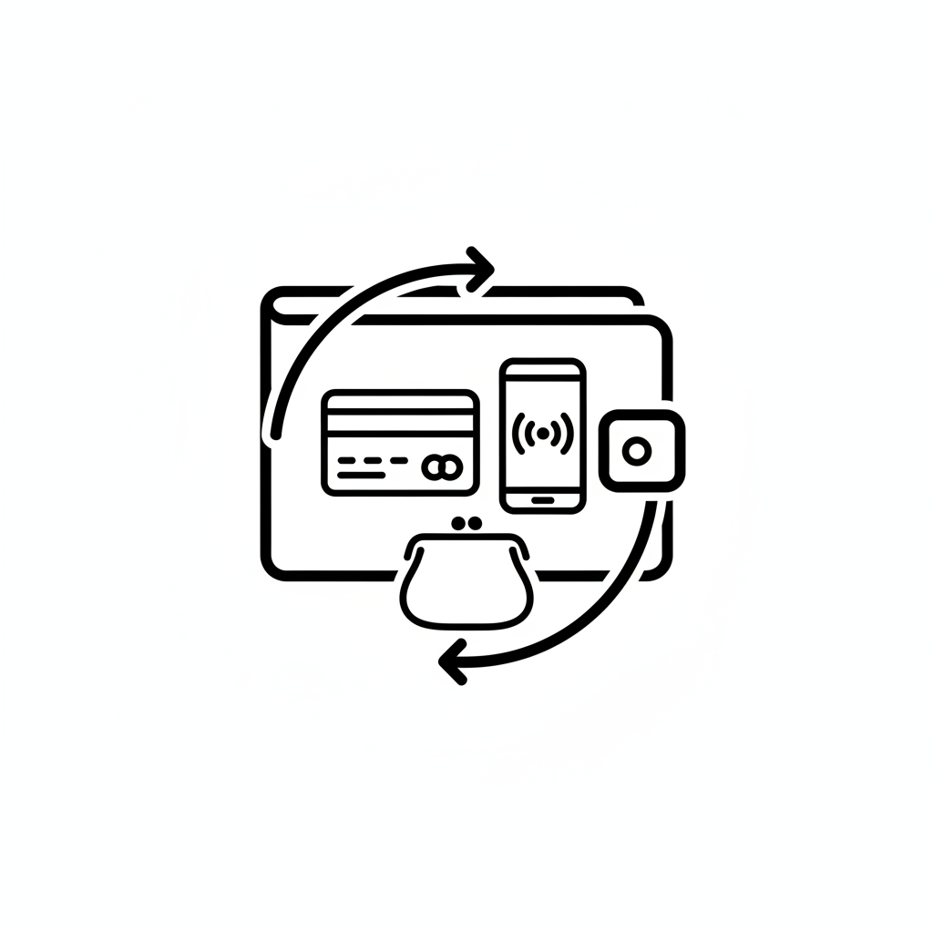 white baackground, black image, flexible payment options icon