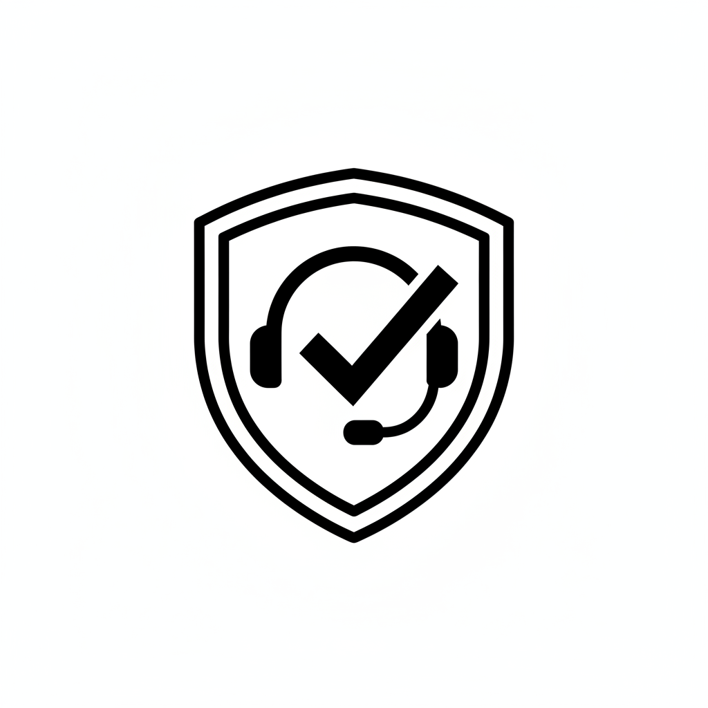 white background, black lines, warranty & support icon