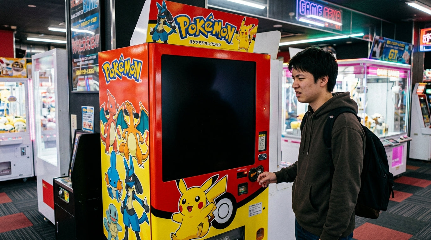 a customer facing pokemon vending machine black screen problem