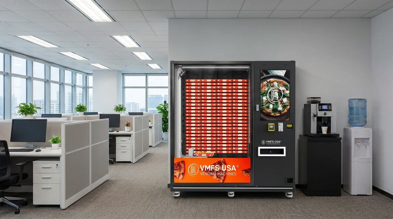 VMFS USA pizza vending machine placed in an office