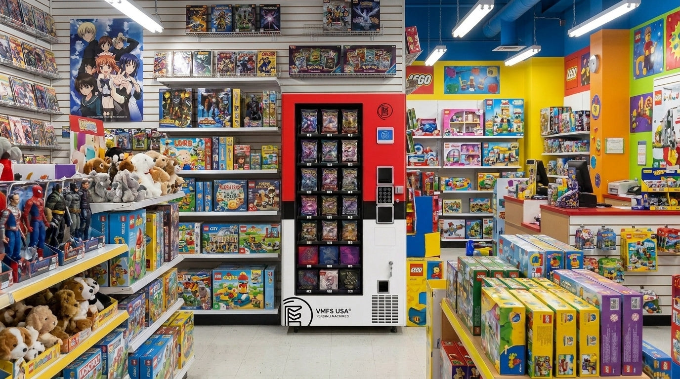 VMFS USA TCG vending machine at a toy store