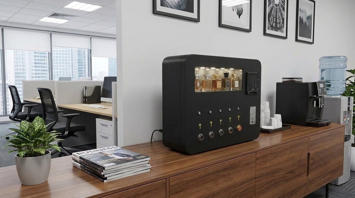 VMFS USA Perfume vending machine placed in an office