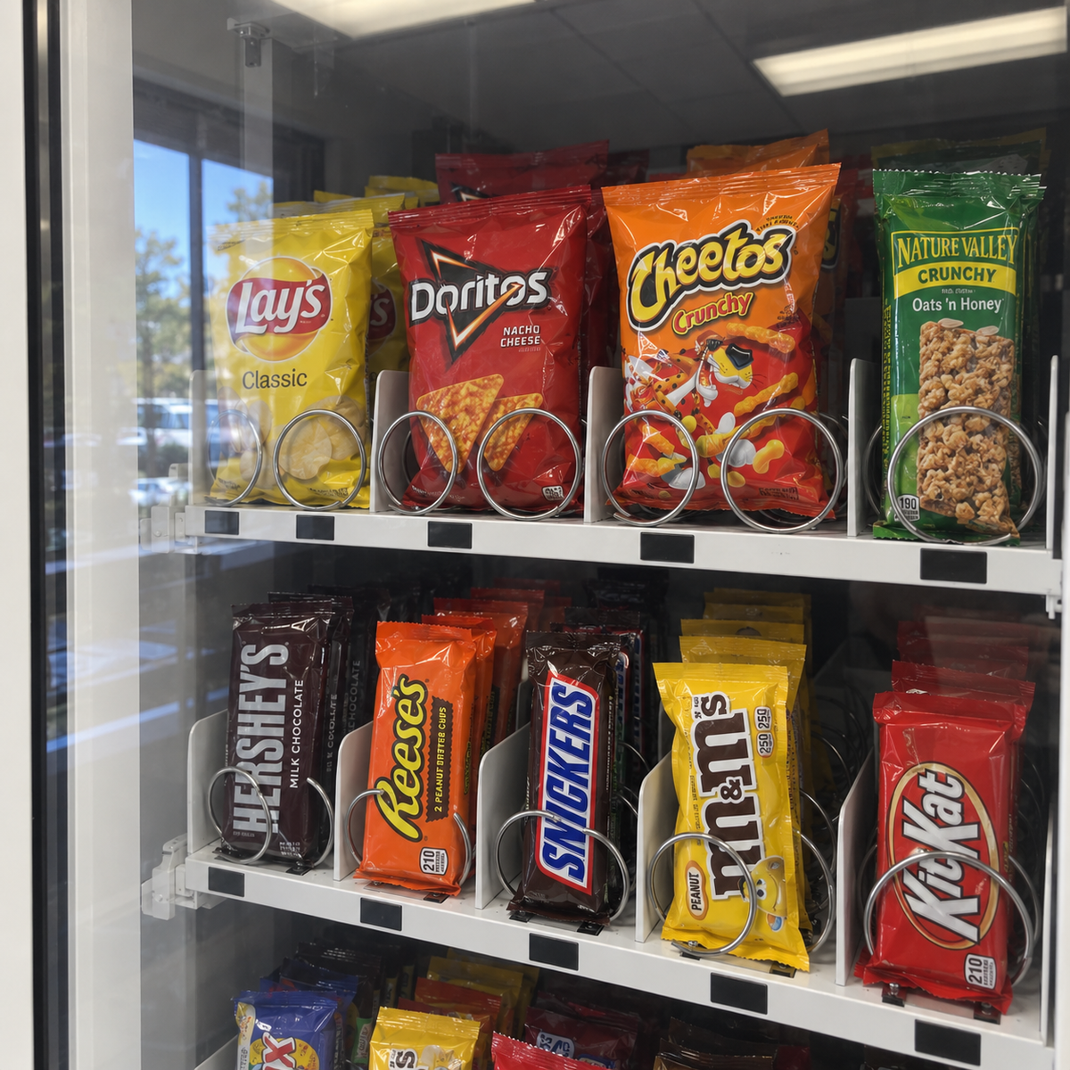 Closeup of Snacks in VMFS USA snack vending machine