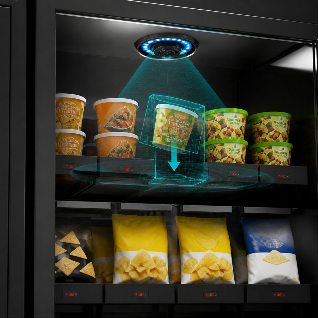 AI vision recognition tracking products in the smart fridge vending machine