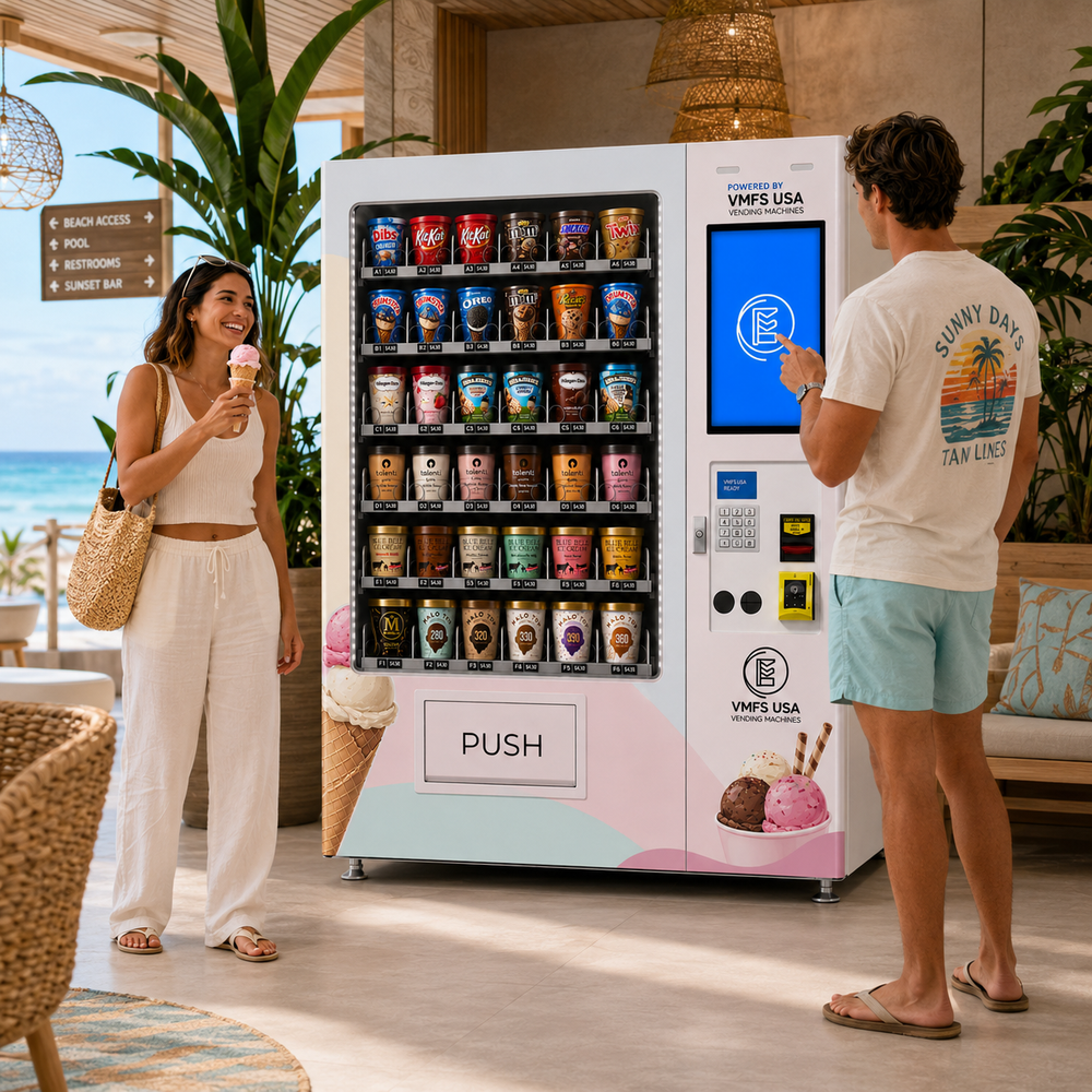 gelato vending machine installed at hotel lobby