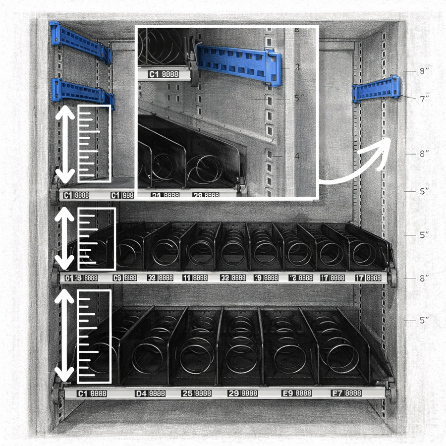 Adjustable Columns inside vending Machines