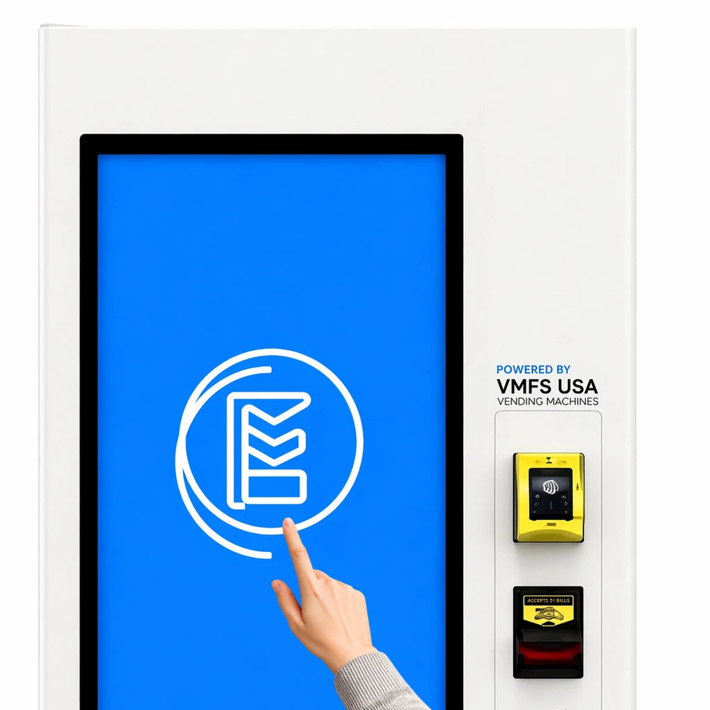 Coffee and snack vending machine 19 inch touchscreen and payment bay