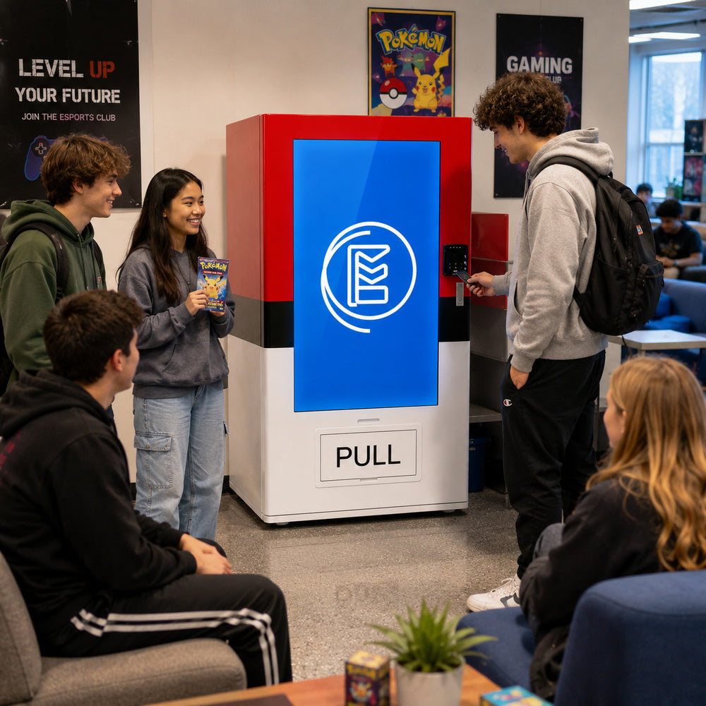 Pokemon card vending machine placement on a high traffic floor