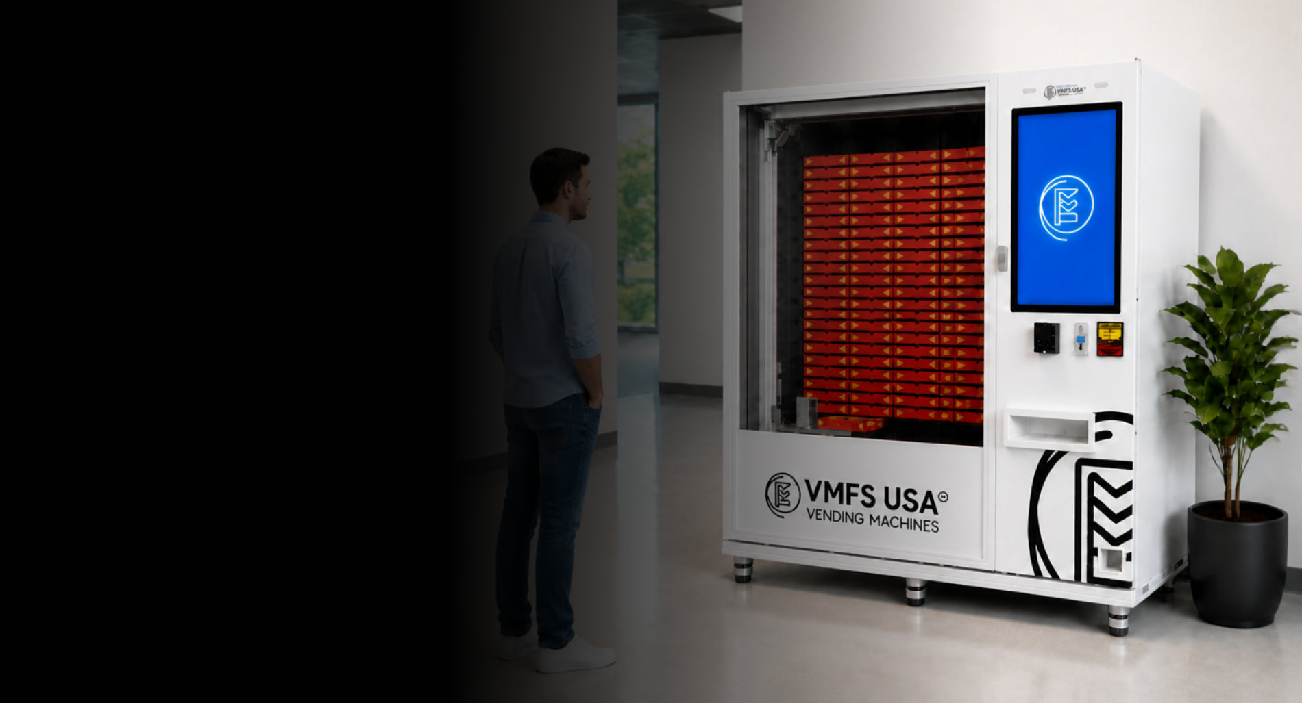 Automatic pizza vending machine for sale, 80-pizza capacity, by VMFS USA