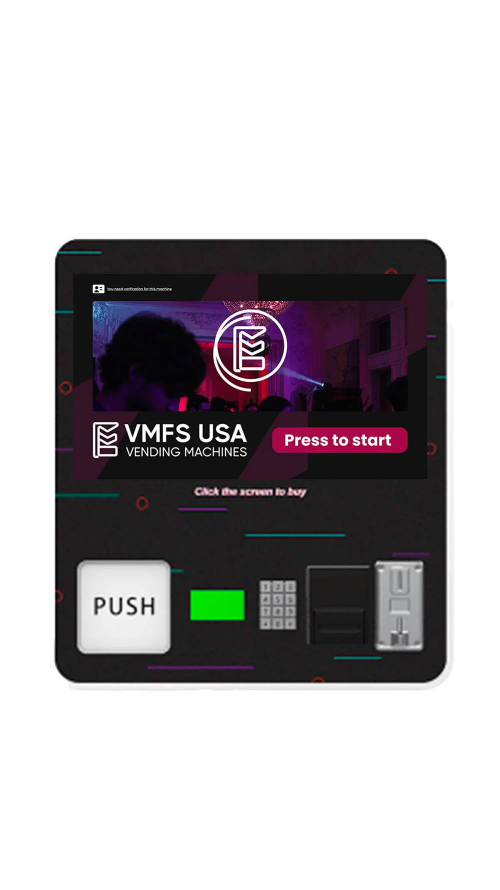 VMFS compact vending machine placement in a salon or hotel