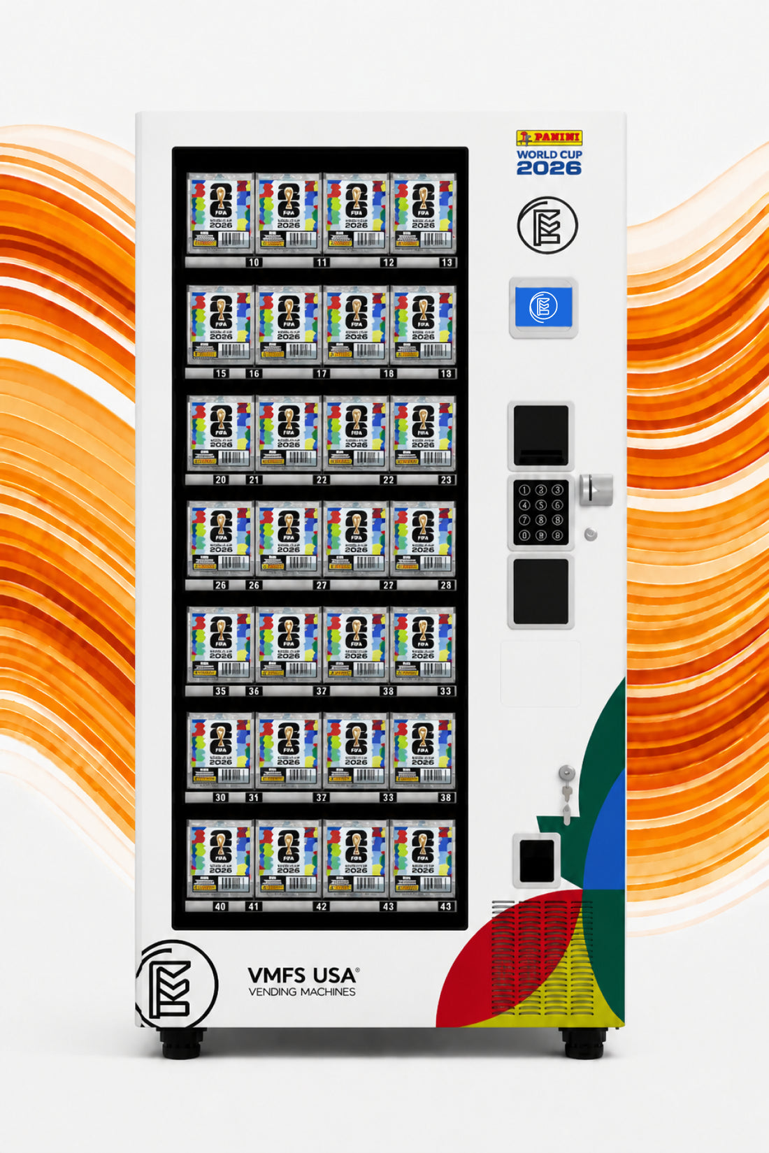 Soft-drop elevator delivery on Panini sports card vending machine