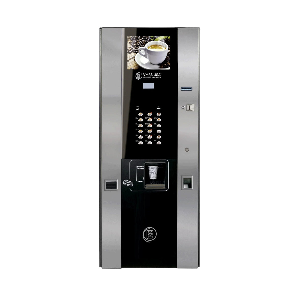 Freestanding hot drink coffee vending machine