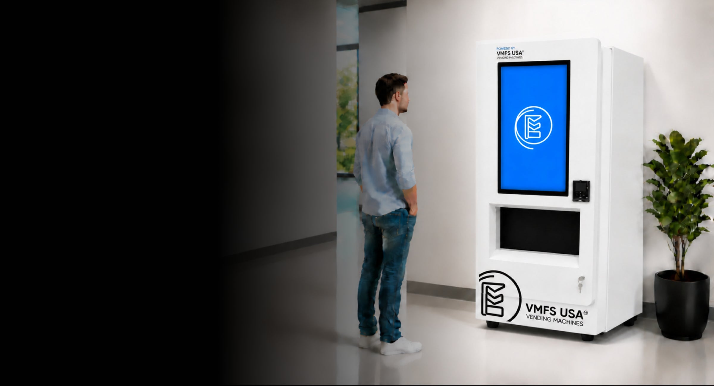 Pro Combo Elevator AD Vending Machine with 43-inch advertising touchscreen by VMFS USA