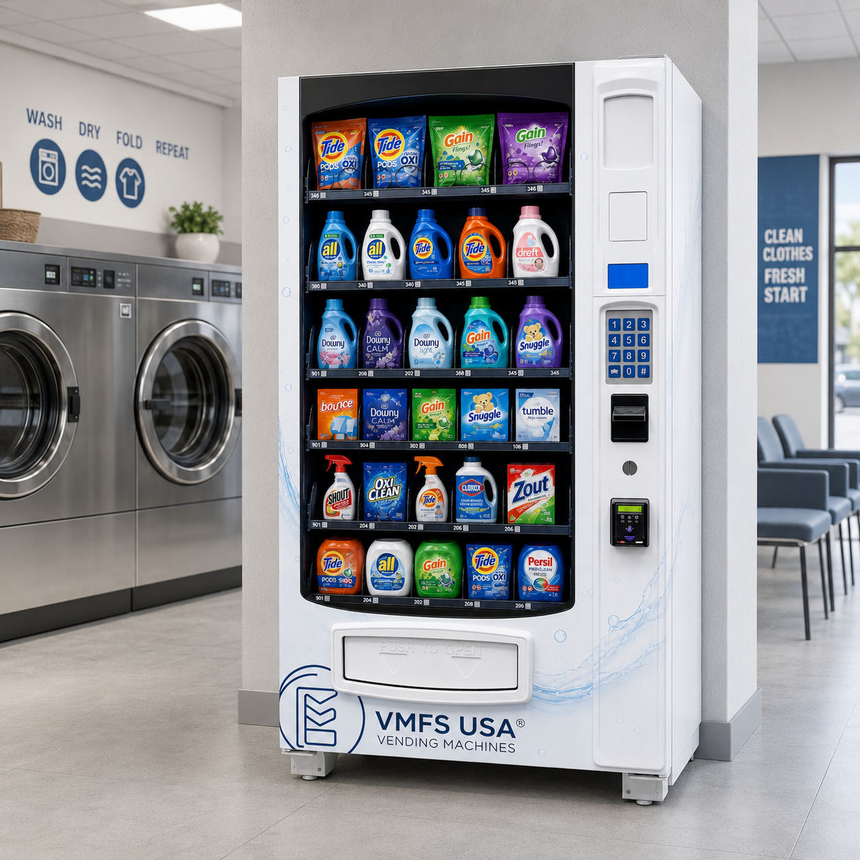 VMFS laundry supply vending machine system