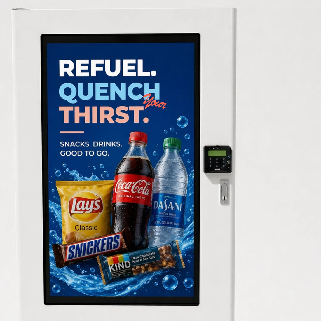 Large HD advertising display on a VMFS vending machine