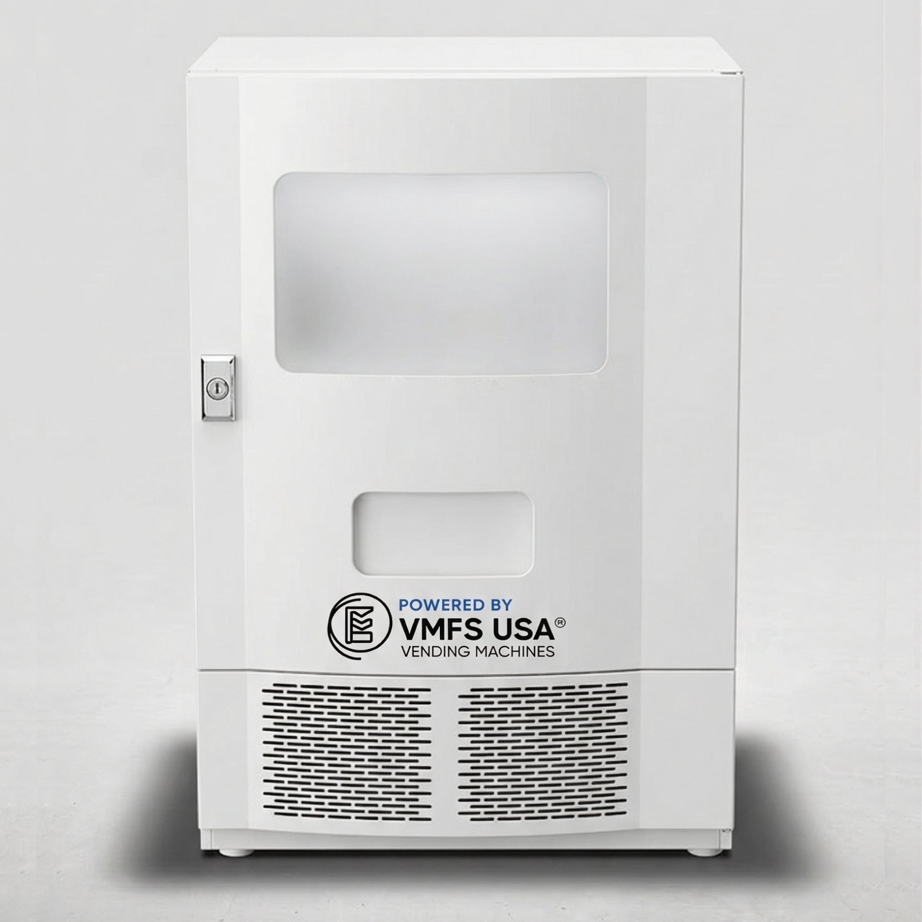 Seaga SM2300 vending machine Bottom unit in White color with VMFS USA branding on a light gray background