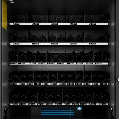 Smart Combo Vending machine with numbered compartments on a black background