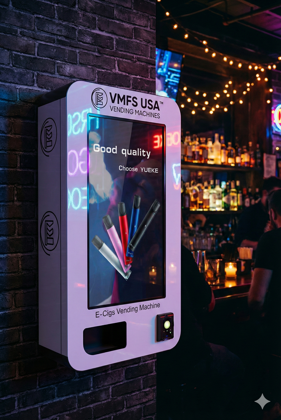 Vape vending machine placed in an adult-only venue