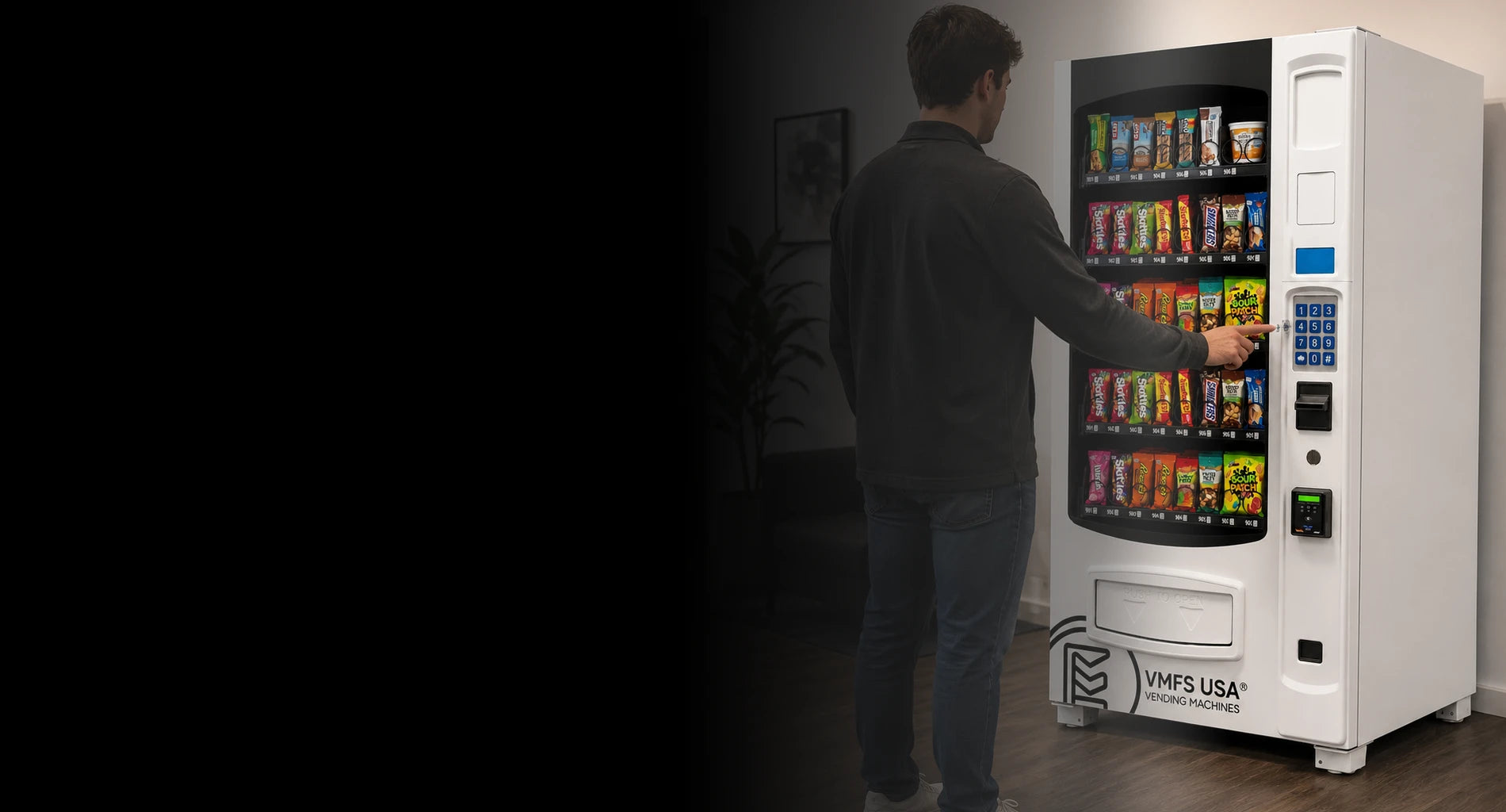 Seaga ENV4S snack vending machine, American-built, by VMFS USA