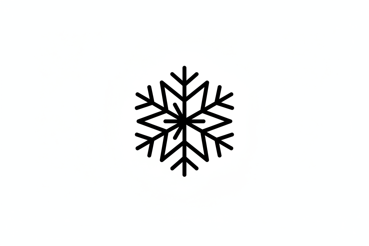 white background, black lines, snow icon