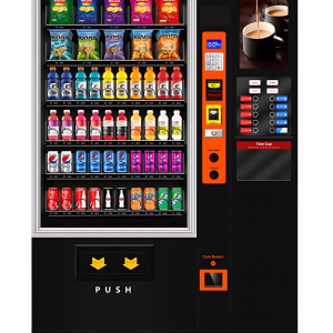 Máquina expendedora de café y aperitivos