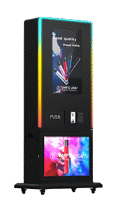 Tall Vape Vending Machine for sale, offering a slim, vertical design for efficient vape product dispensing in a sleek, space-saving unit.